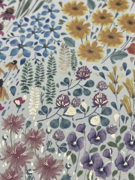 Geschenkpapier bunt Blumen Detail Golddruck Glanz
